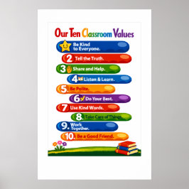 Unsere zehn Klassenzimmer-Werte – 24x36 Portrait-P Poster