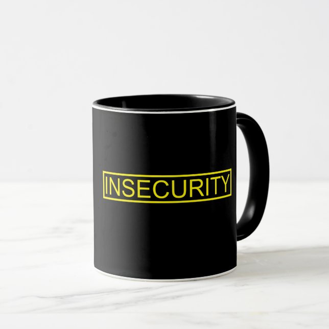 Unsicherheit beim gelben Sicherheitsbeamten Tasse (VorderseiteRechts)