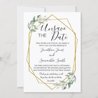 Unspeichern Sie die Daten Hochzeitstag ändern Grün Einladung