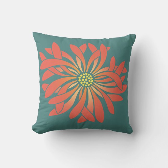 Untamed Coral Blume Kissen (Vorderseite)