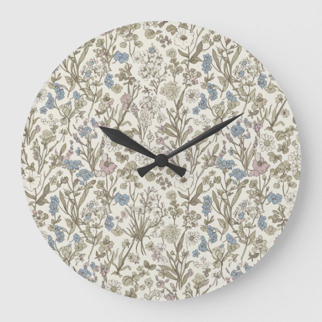 Untamed Petals Große Wanduhr (Vorderseite)