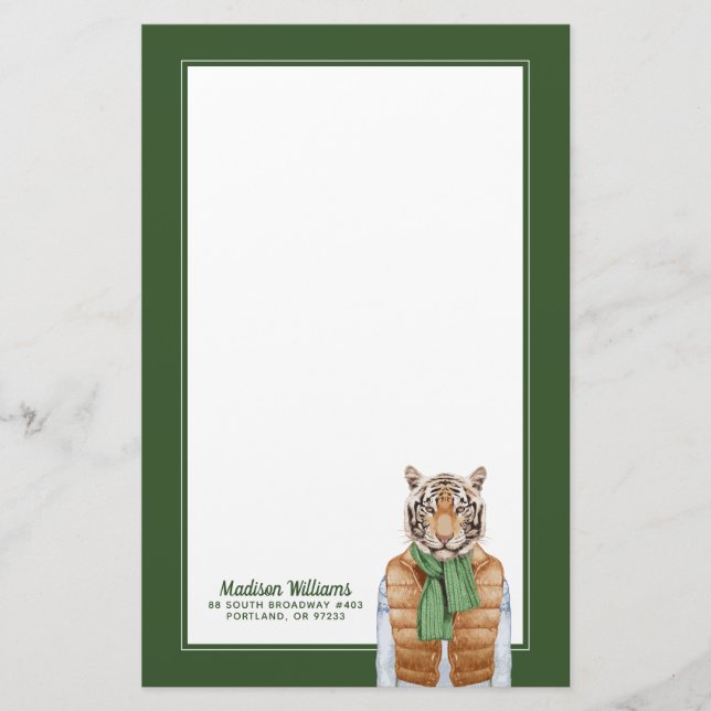 Unten addieren Weste-Tiger | Ihren Namen Briefpapier (Vorderseite)