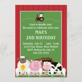 Unten auf dem Bauernhof-Geburtstag Einladung