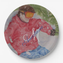 UNTEN HÜGELskier-PARTY-MONOGRAMM Pappteller