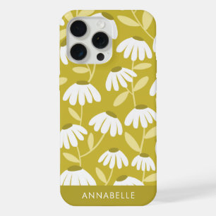 Unten Monogramm Name Dunkelgold Blumenmuster iPhone 15 Pro Max Hülle