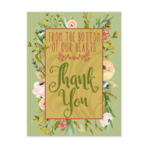 Unten unserer Herzen floral Vielen Dank Postcard