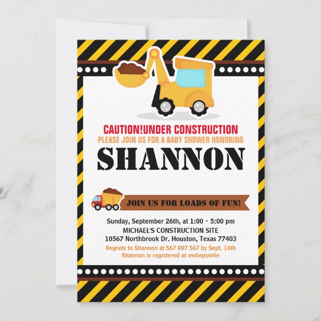 UNTER BAU Kinderdusche Einladung (Vorderseite)