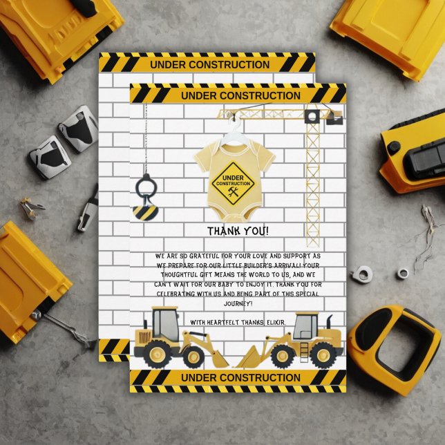 Unter Baugewerbekleidung Babydusche Dankeskarte (Von Creator hochgeladen)