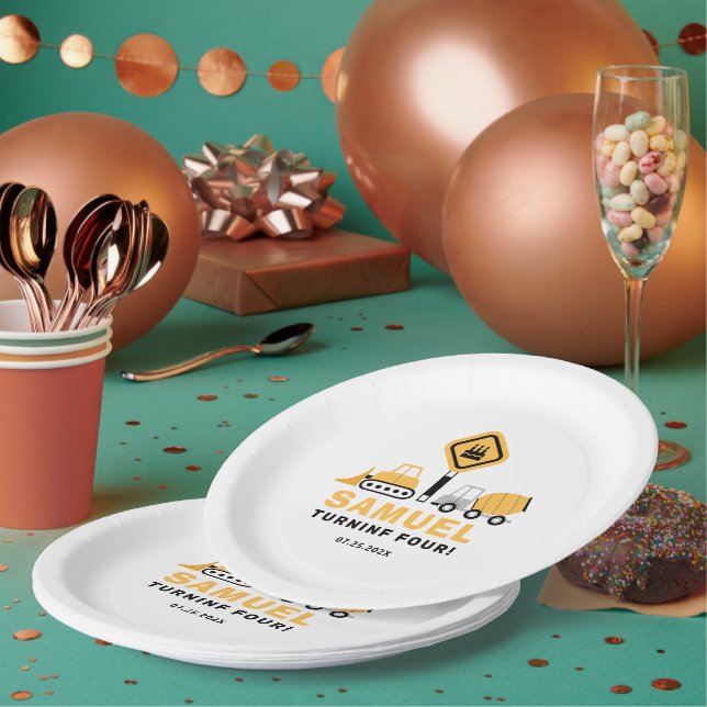Unter Bauthema Jungen Einladung zum Geburtstag Pappteller (Multi)