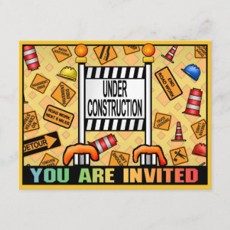 Unter Bauthema Kinder Party Einladung