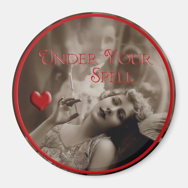 Unter deinem Zauber Vintages Valentine Magnet (Vorne)