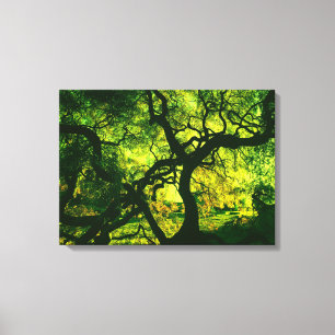 Unter dem Baum in Grün und Gelb Leinwanddruck