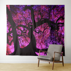Unter dem Baum in Rosa / Lila Wandteppich