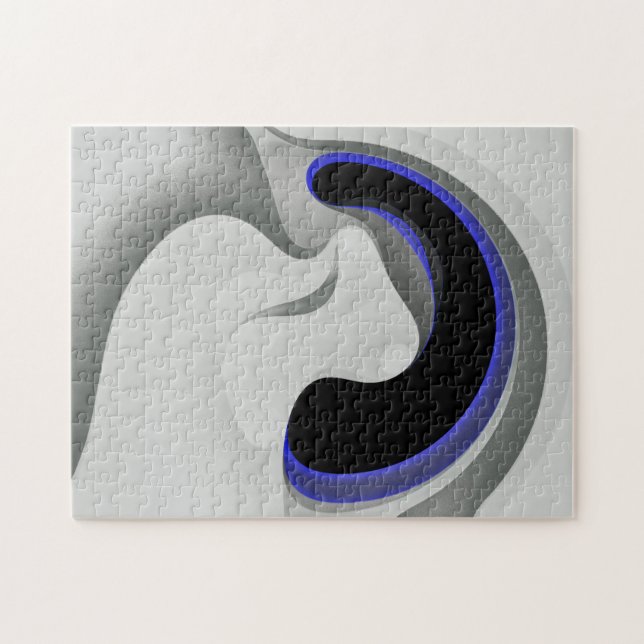 Unter dem Blau: Abstrakt grau, schwarz und blau (Horizontal)
