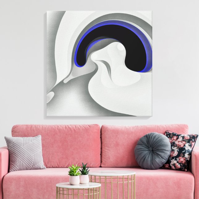 Unter dem Blau: Abstrakt grau, schwarz und blau Leinwanddruck (Insitu (Wohnzimmer))