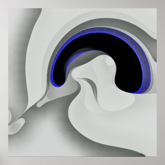 Unter dem Blau: Abstrakt grau, schwarz und blau Poster (Vorne)