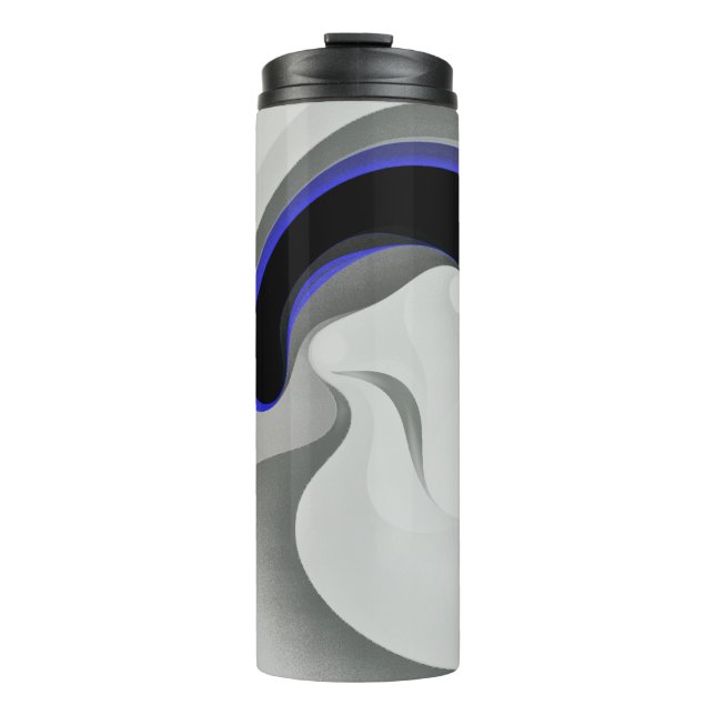 Unter dem Blau: Abstrakt grau, schwarz und blau Thermosbecher (Vorderseite)