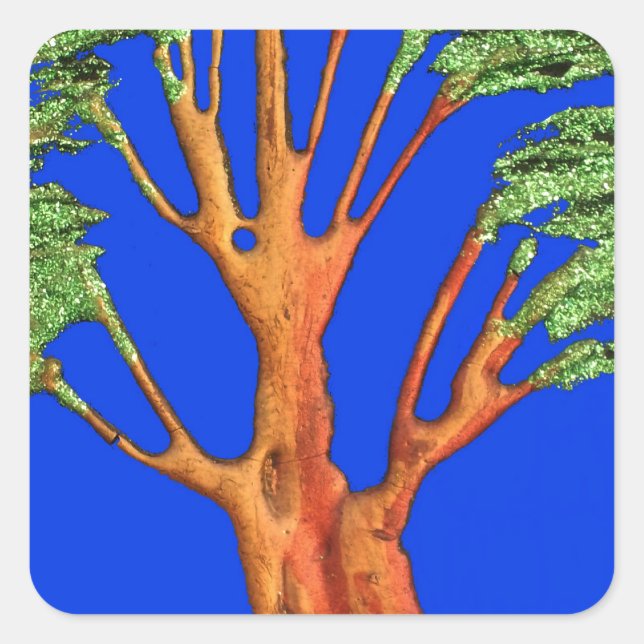 Unter dem blauen Himmel: Die Sammlung Acacia Tree Quadratischer Aufkleber (Vorderseite)