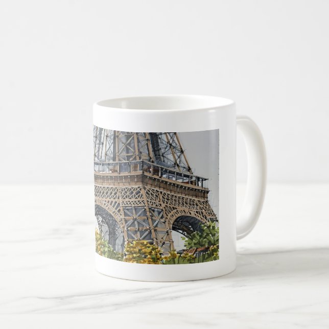 Unter dem Eiffelturm – handgezeichnete Skizzenkuns Kaffeetasse (VorderseiteRechts)