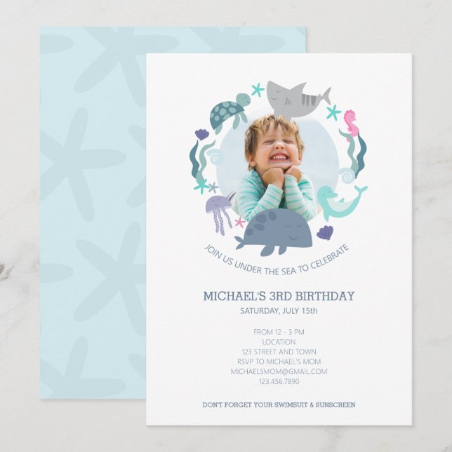 Unter dem Foto Birthday Einladung (Vorne/Hinten)