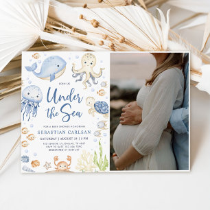 Unter dem Foto "Sea Animals Boy Baby Shower" Einladung