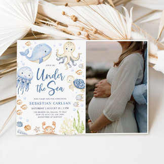 Unter dem Foto "Sea Animals Boy Baby Shower" Einladung