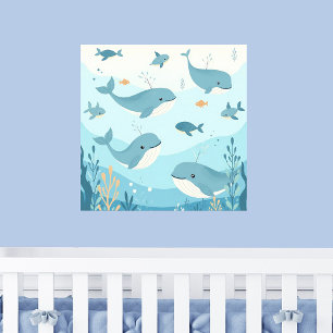 Unter dem Kinderzimmer "Wale und Fische" Poster