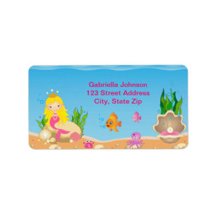 Unter dem Label "Sea Blonde Mermaid Address Label" Adressaufkleber