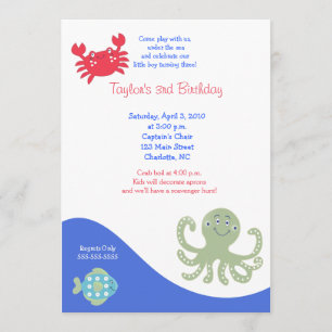 Unter dem Meer 12x18 Calypso Birthday Crab Einladung