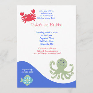 Unter dem Meer 12x18 Calypso Birthday Crab Einladung