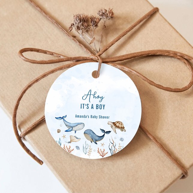 Unter dem Meer Ahoy ist eine Baby-Dusche. Geschenkanhänger (Von Creator hochgeladen)