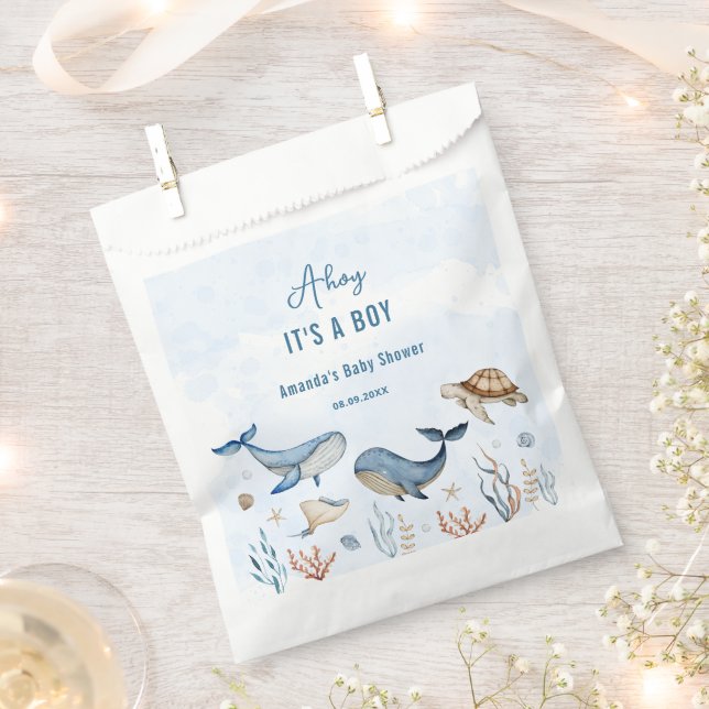 Unter dem Meer Ahoy ist eine Baby-Dusche. Geschenktütchen (Ausgeschnitten)