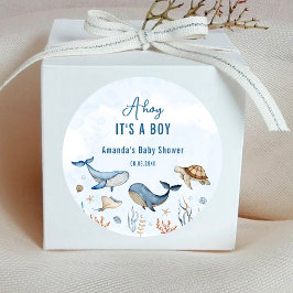 Unter dem Meer Ahoy ist eine Baby-Dusche. Runder Aufkleber