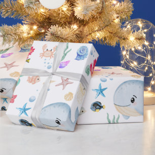 Unter dem Meer Aqua-Baby-Shower-Geschenk Geschenkpapier