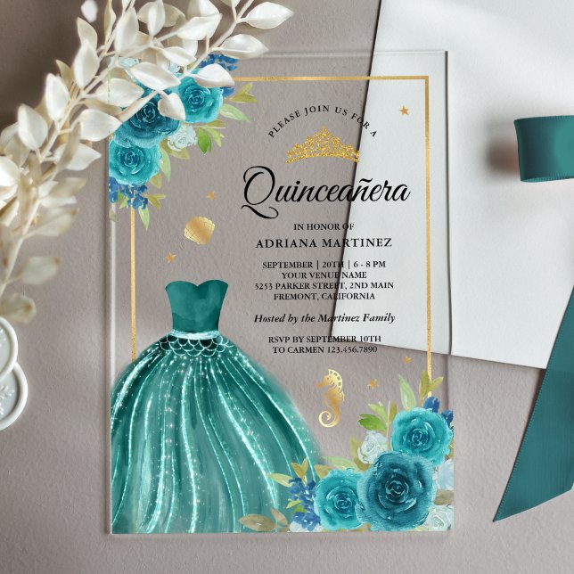 Unter dem Meer Aquamarines Kleid Meerjungfrau Gold Acryleinladungen (Von Creator hochgeladen)