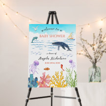 Unter dem Meer Aquarell-Baby-Shower-Willkommen