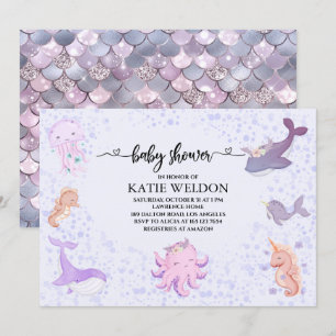 Unter dem Meer Baby animal Baby Shower Einladung