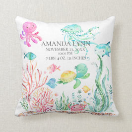 Unter dem Meer Baby Birth Stats Pillow Kissen