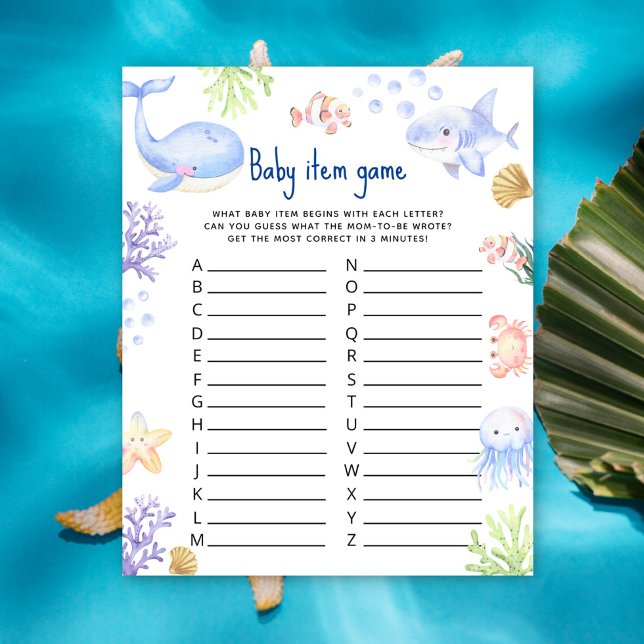 Unter dem Meer Baby Item Game. Baby Shower Game (Von Creator hochgeladen)