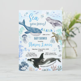 Unter dem Meer Baby Shower Junge Blau Einladung