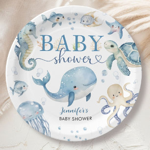 Unter dem Meer Baby Shower Junge Blauer Ozean Pappteller