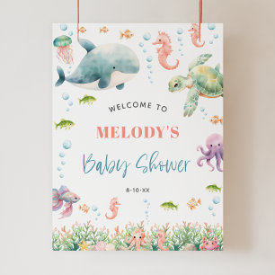 Unter dem Meer Baby Shower Willkommensschild Ozean Poster