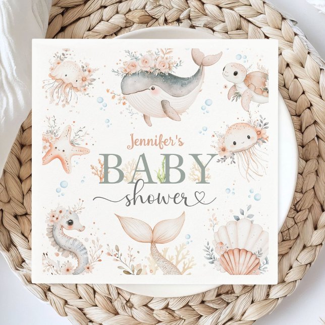 Unter dem Meer Babydusche Girl Boho Paper Napkin Serviette (Von Creator hochgeladen)