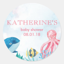 Unter dem Meer Babyduschkleber Runder Aufkleber