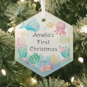 Unter dem Meer Baby's erstes Weihnachten Ornament Aus Glas