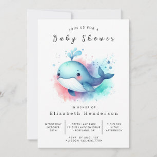 Unter dem Meer bekömmliche Whale-Baby-Dusche Einladung