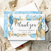 Unter dem Meer Blau & Gold Vielen Dank Flat Card