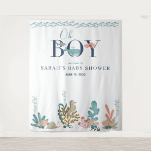 Unter dem Meer Blaue Wasserfarbe Oh Junge Baby-Par Wandteppich