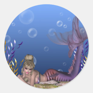 Unter dem Meer Blonde Meerjungfrau Fantasy Sticker