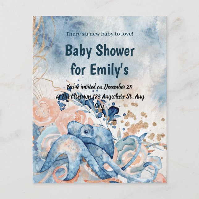 Unter dem Meer Blue Beach Whale babyShower (Vorderseite)